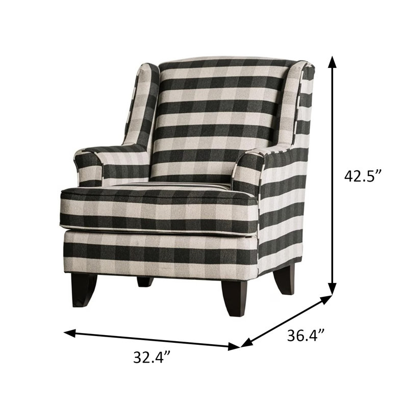 Chaise contemporaine l 32,4 ", rayée, Chenille noire / blanche