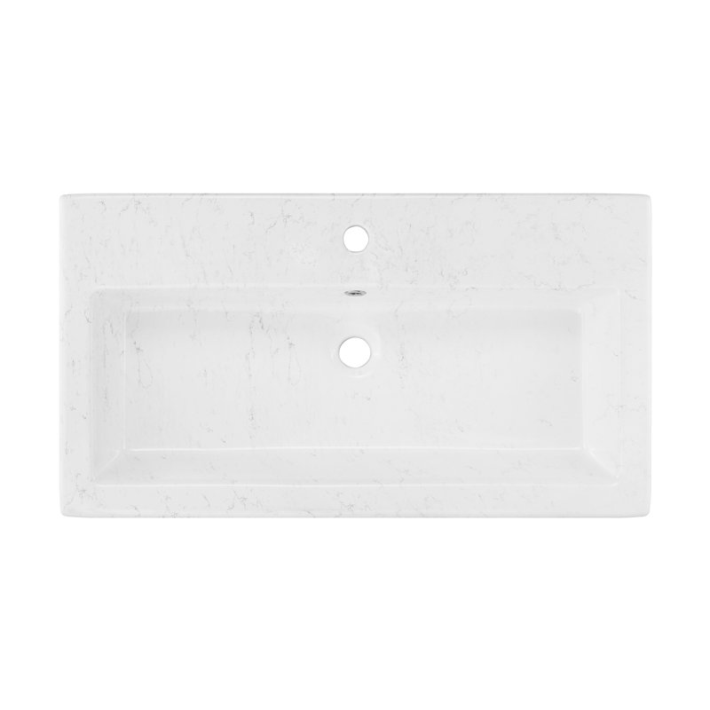 Voltaire Wide Rectangle Vessel Sink in Static Marble