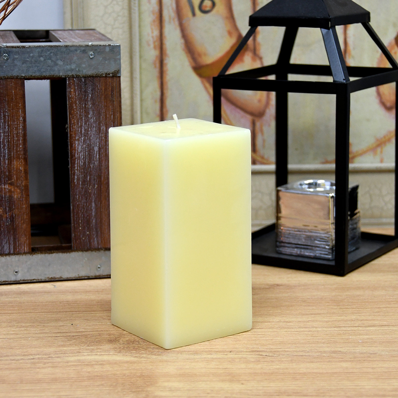 Square Pillar Candle, Ivory, 6" H x 3" W x 3" D, 1 Candle