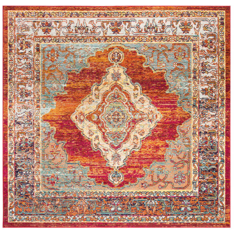 Tapis orange Donnella, Carré 7 pi
