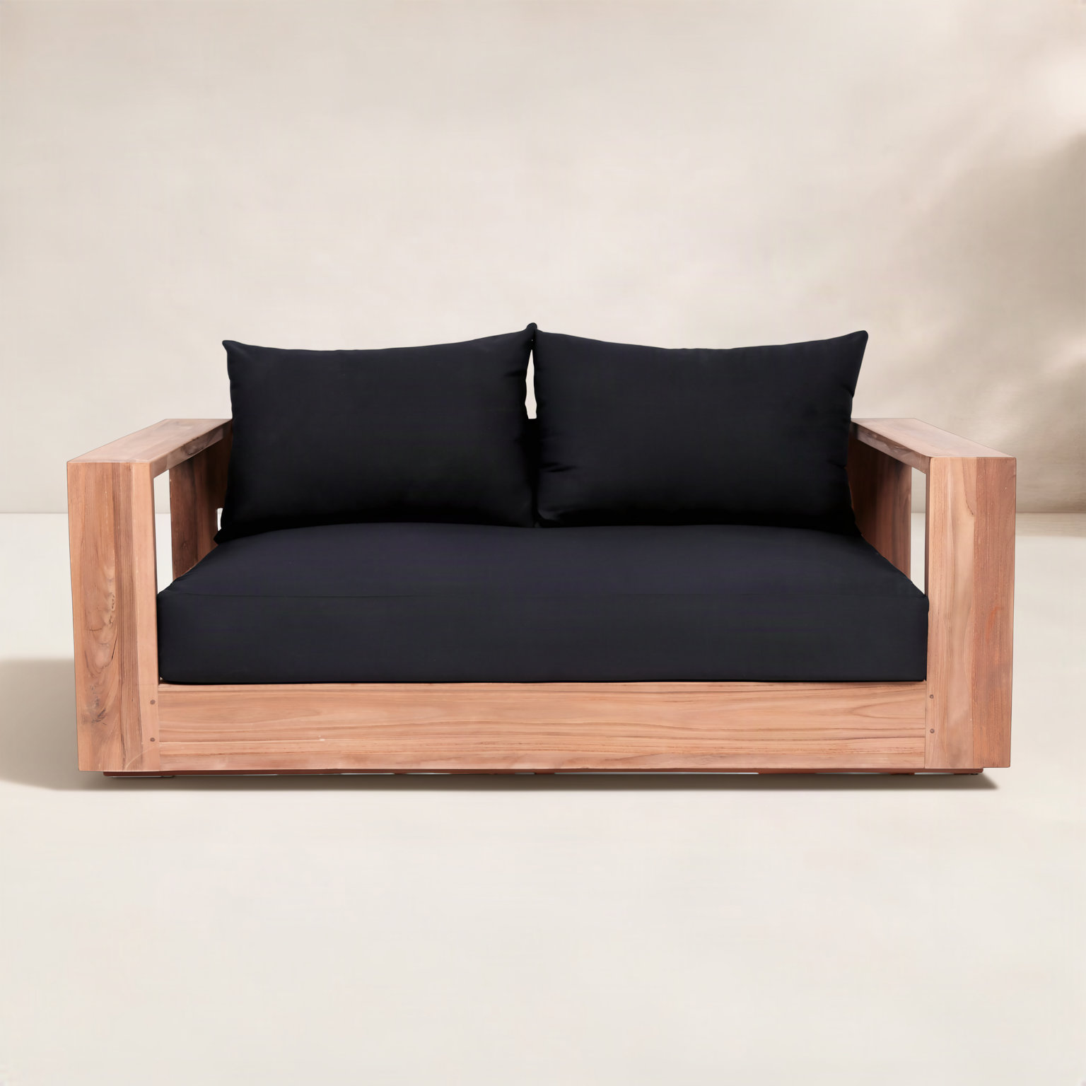 Tulum 63" Teak Patio Loveseat, Black