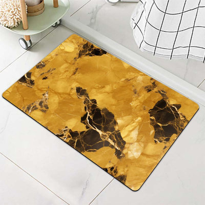 Tapis de salle de bain en terre de diatomées, abstrait or-2 antidérapant à séchage rapide, super absorbant, écologique, facile à nettoyer pour la salle de bain Tapis de porte 16 x 24 pouces (40 x 60 cm)