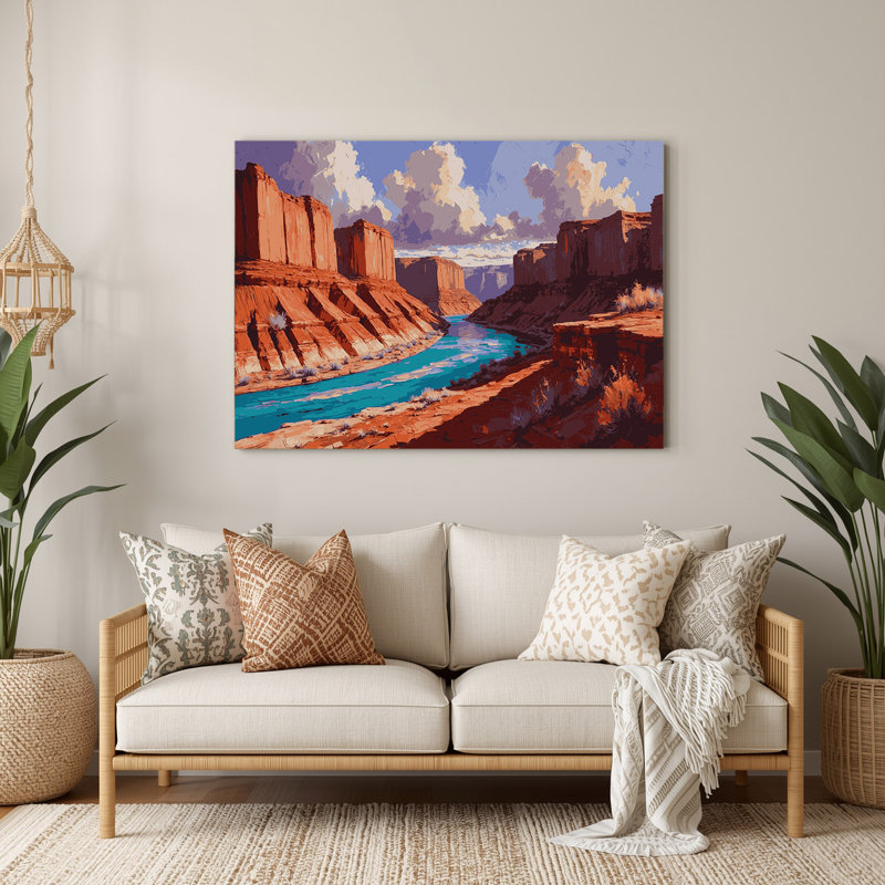 Art mural en métal gris du sud-ouest, River Canyon 128, H 240 po x l 240 po x P 0,05 po