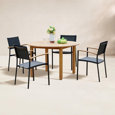 Alyisa 47" Eucalyptus Patio Dining Set