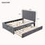 Acquaviva Linen Upholstered Platform Bed With Headboard And Trundle, Bed Frame-1422606492