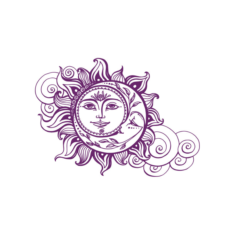 Décalcomanie murale soleil et lune, Violet