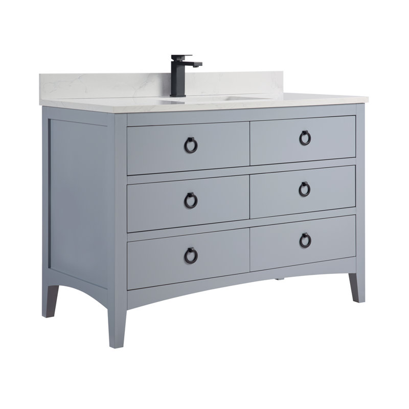 48" Solid Wood Sink Vanity With 1" Top, Cadet, Black