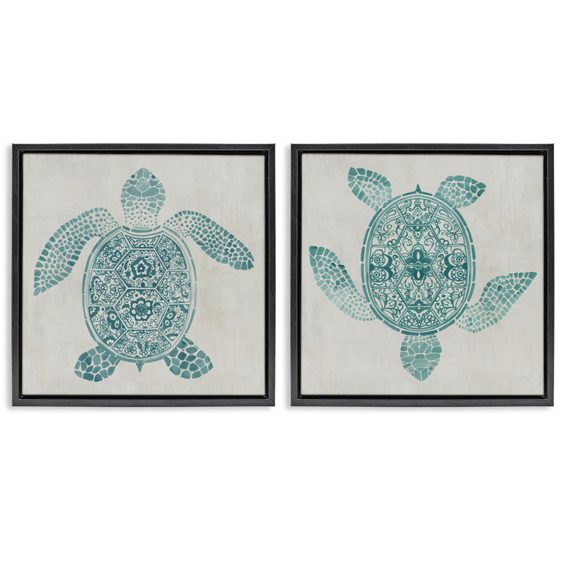 Ensemble de 2 toiles flottantes encadrées, par Hannah Dawson, Noir, H 18 po x l 18 po