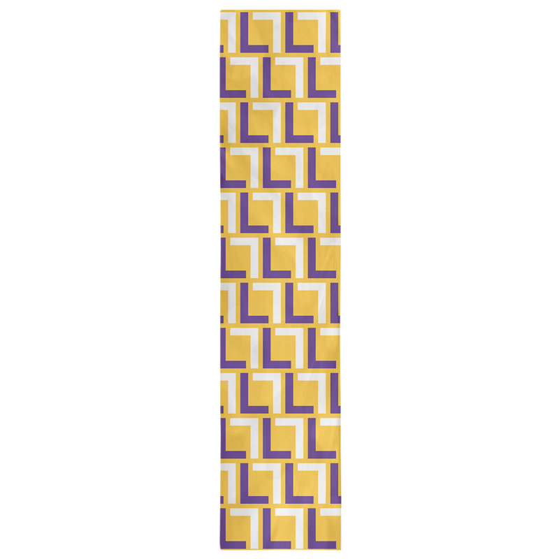 Chemin de table Timken, Mauve / blanc / or, 72 po x 16 po, polyester