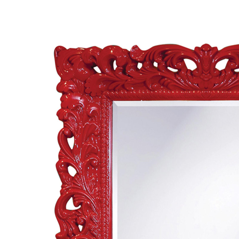 Luise Ornate Beveled Framed Accent Mirror, Red