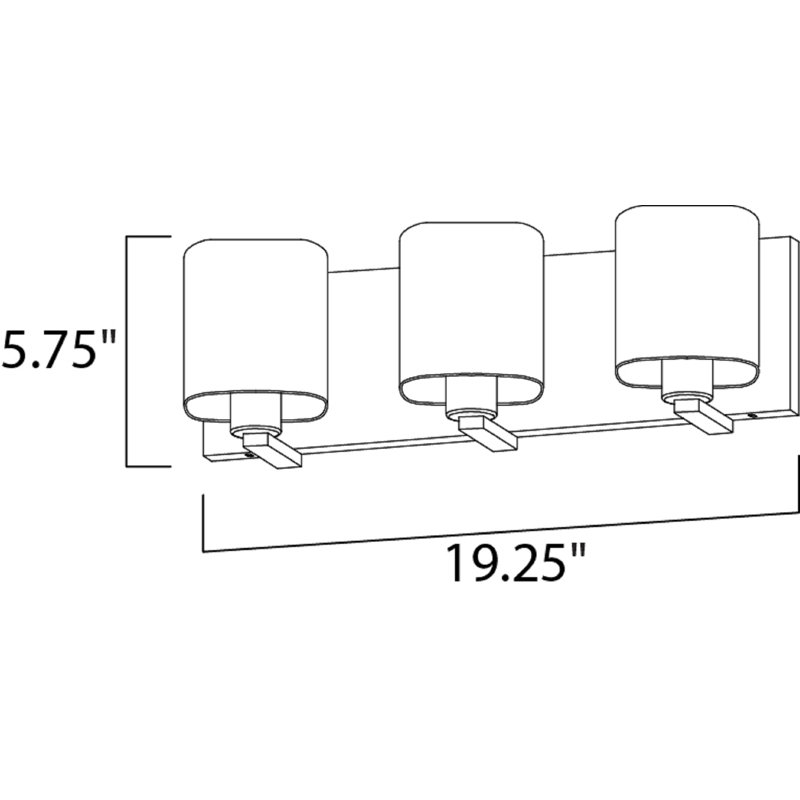 Éclairage de salle de bain à intensité variable 3 lumières Aubepine, Chrome poli