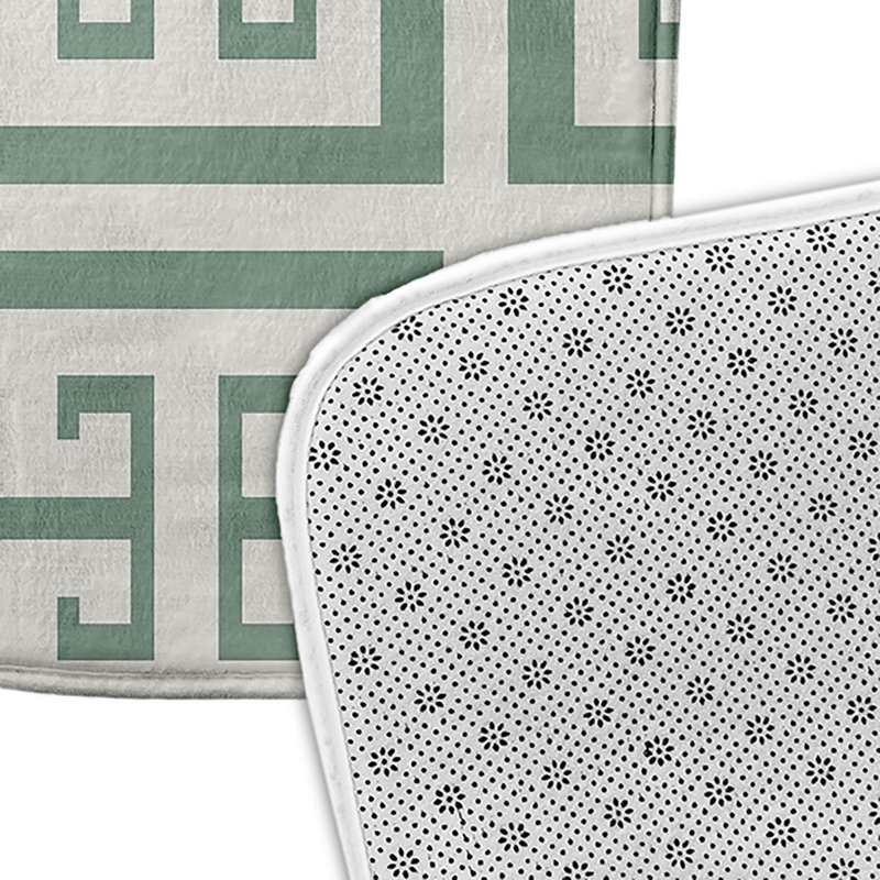 Tapis de bain à motif de clé grecque, L 17 po x L 24 po, Vert