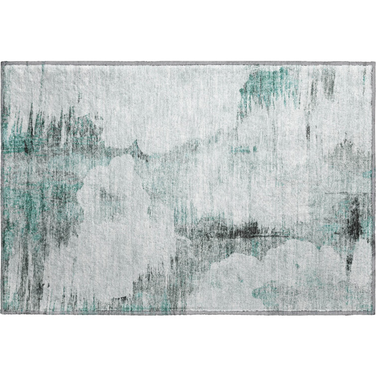 Premium Machine Washable Prisco Teal Rug