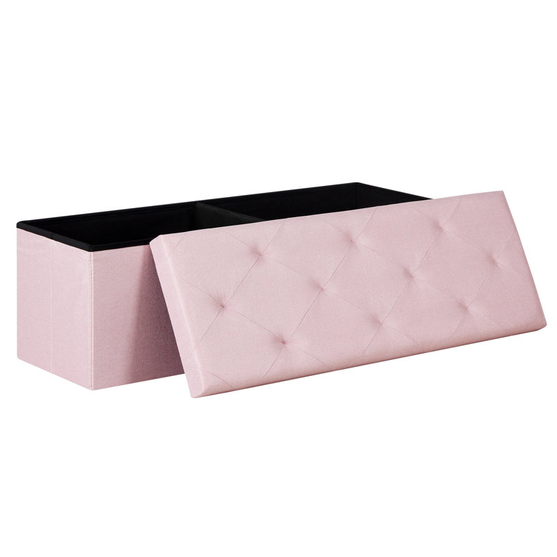 Banc d'entrée et de chambre pliable et rembourré de 43 pouces de large, 15.2'' H x 43'' W x 14'' D, Tissu rose
