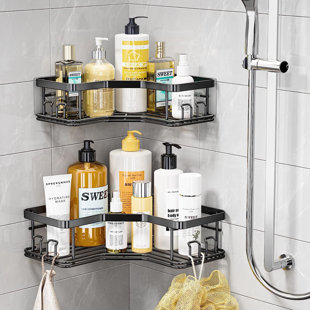 Zenna Home Tension Pole Shower Caddy, 3 Basket Shelves with Soap Tray,  Adjustable, 60 to 97 Inch, Satin Nickel - Yahoo Shopping