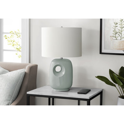 Lighting, H 26 po, lampe de table, céramique, abat-jour ivoire / crème, contemporain, moderne