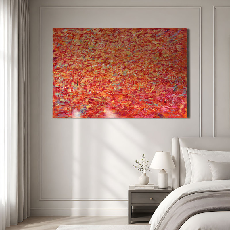 Tableau abstrait sur toile Radiant Grove, H 16 po x l 12 po, Structure en chêne