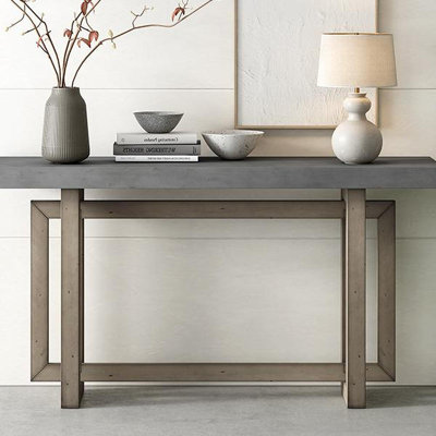 59.1'' Painted Entryway Table with Pine Veneer,Unique Triple Rectangle Design Console Table with Thick Pine Wood Legs,Extra Long Sofa Table Versatile