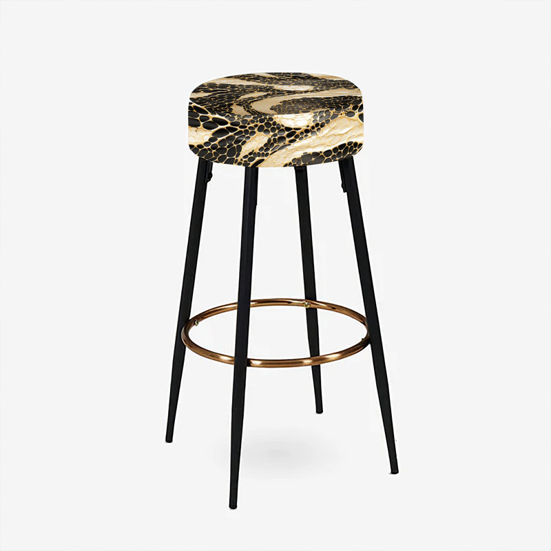 Ensemble de 2 tabourets de bar en marbre doré et doré I
