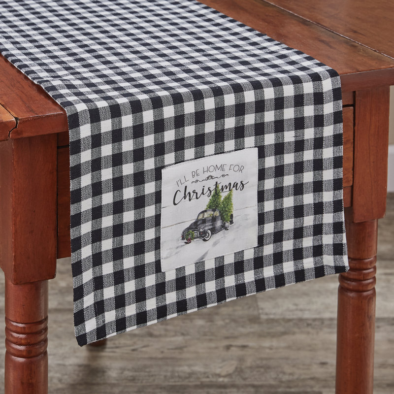 Home For Christmas Table Runner - Black, 54" L x 13" W