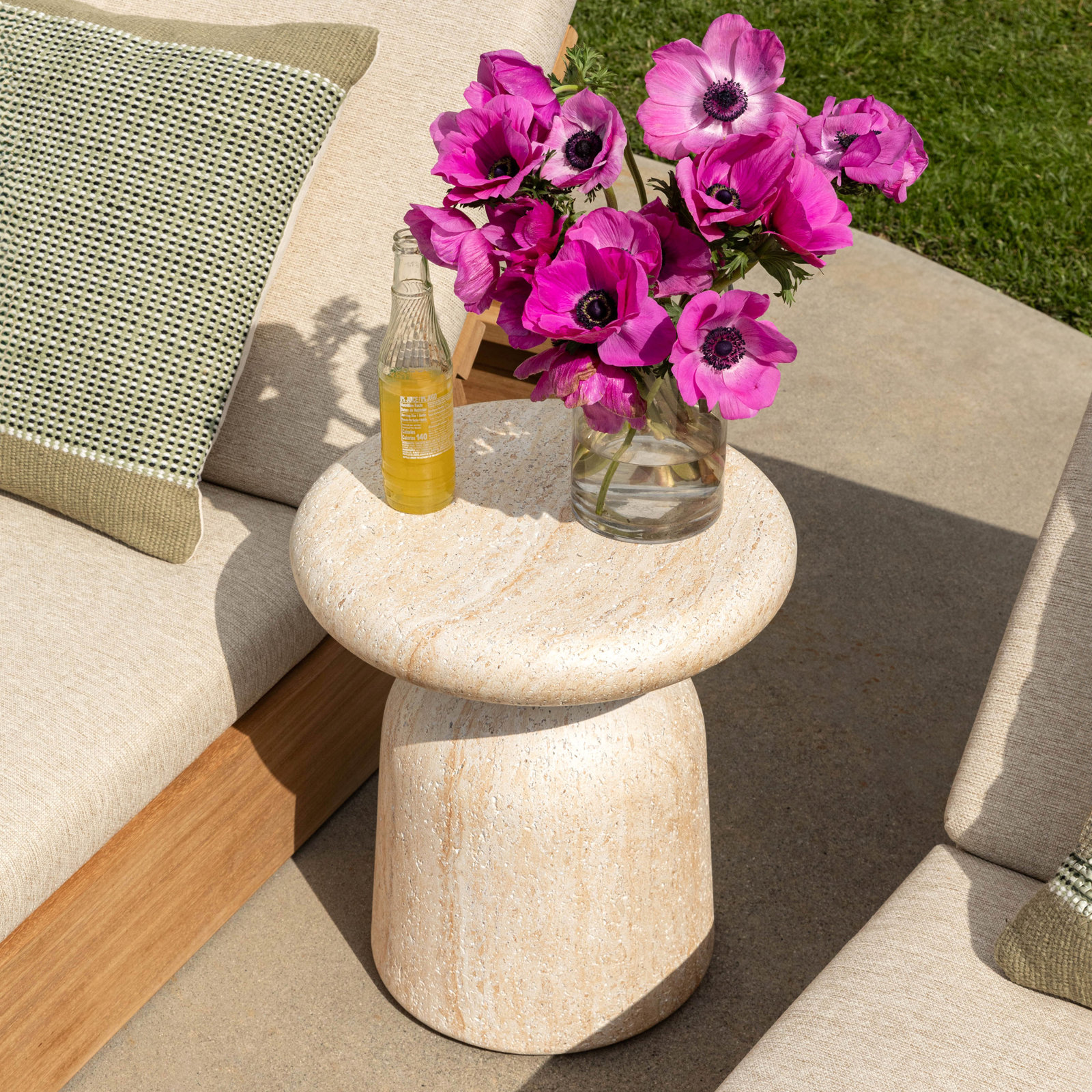 16.6'' Concrete Outdoor Side Table, Natural