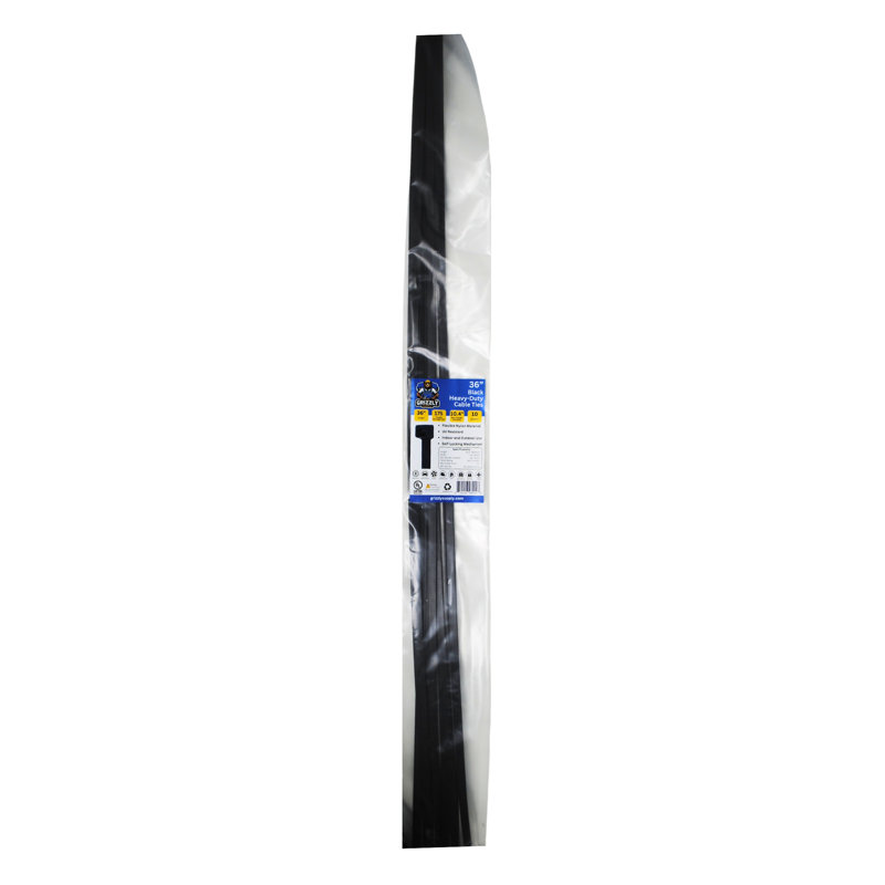 36" 175lb Heavy-Duty Cable Tie 10/bag, Black