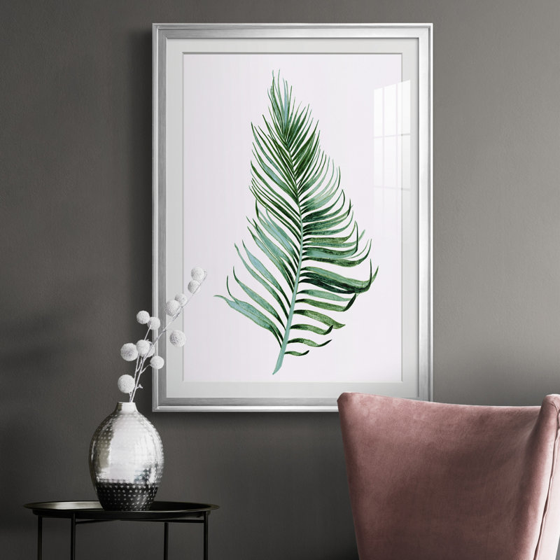 Sage Frond II - peinture encadrée, Argent, H 30,5 po x l 42,5 po x P 1,5 po