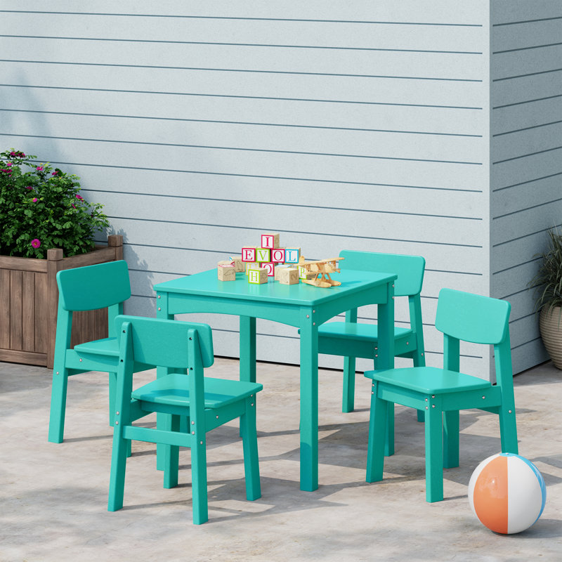 Kids Outdoor 5-Pieces Dining Set, Teal