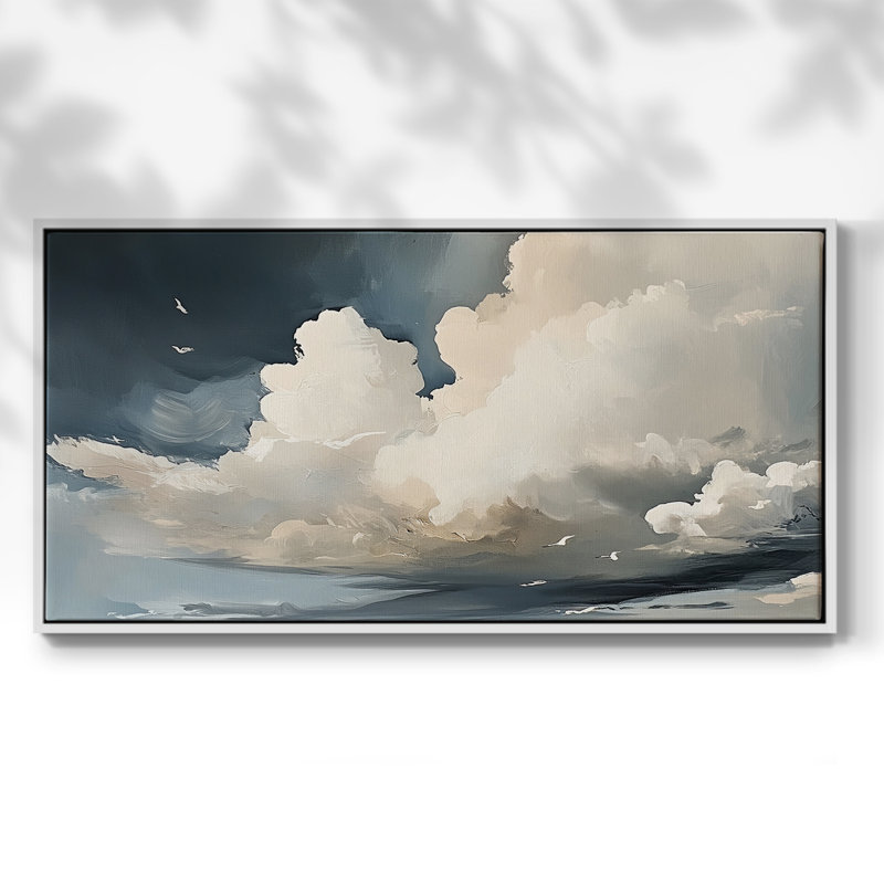 Série paysage - LXVI - Toile tendue avec châssis encadré - Prêt à être accroché, H 17 po x l 33 po, Blanc