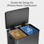 Poubelle de cuisine à deux compartiments, poubelle 2 en 1 60L / 16 gallons en acier inoxydable avec 2 paniers amovibles de 8 gallons-122912380