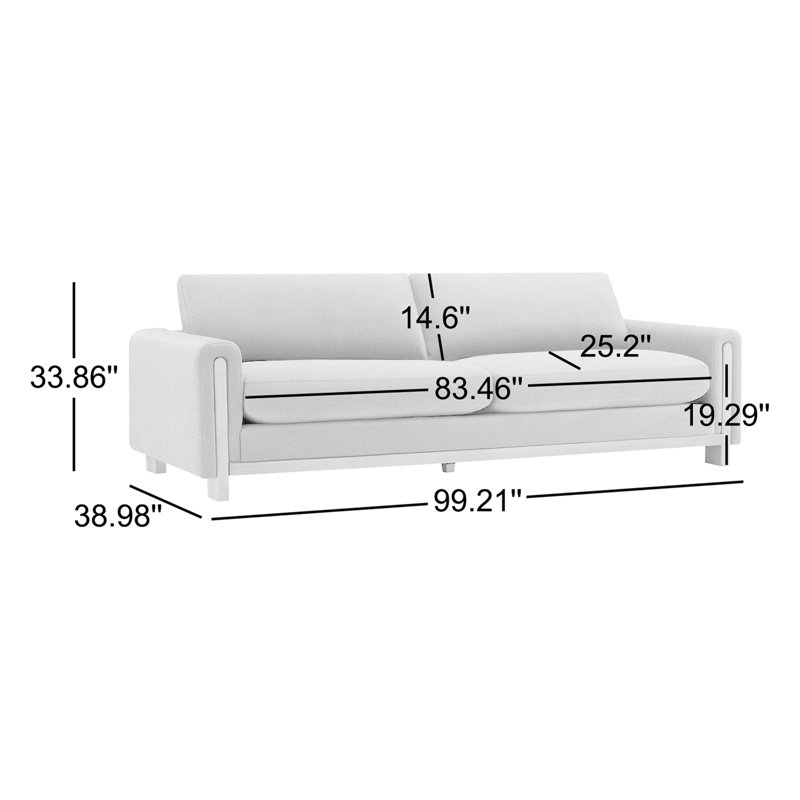 Canapé rembourré 99,2 po Adika, Tissage texturé élite étain Elite