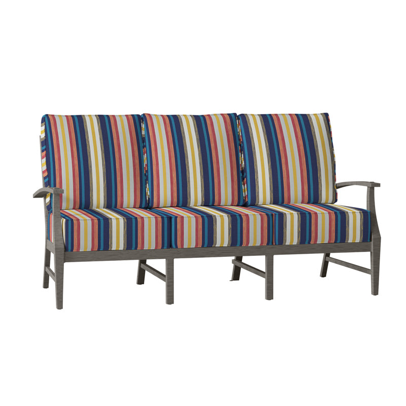 Croquet 76" Wide Outdoor Patio Sofa with Cushions, Slate Gray, Welt, Verona Fossil