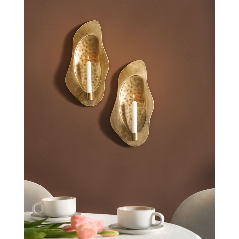 ODEMIRA 2 Piece Metal Wall Sconce Set, Gold
