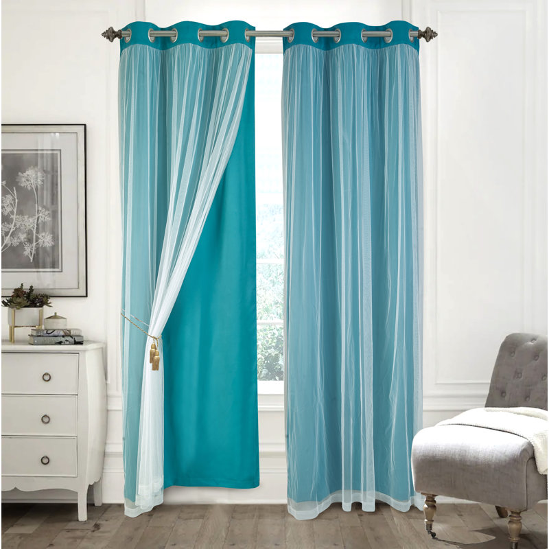 Paire de rideaux obscurcissant Hendrix, L 38 po x L 63 po, Turquoise