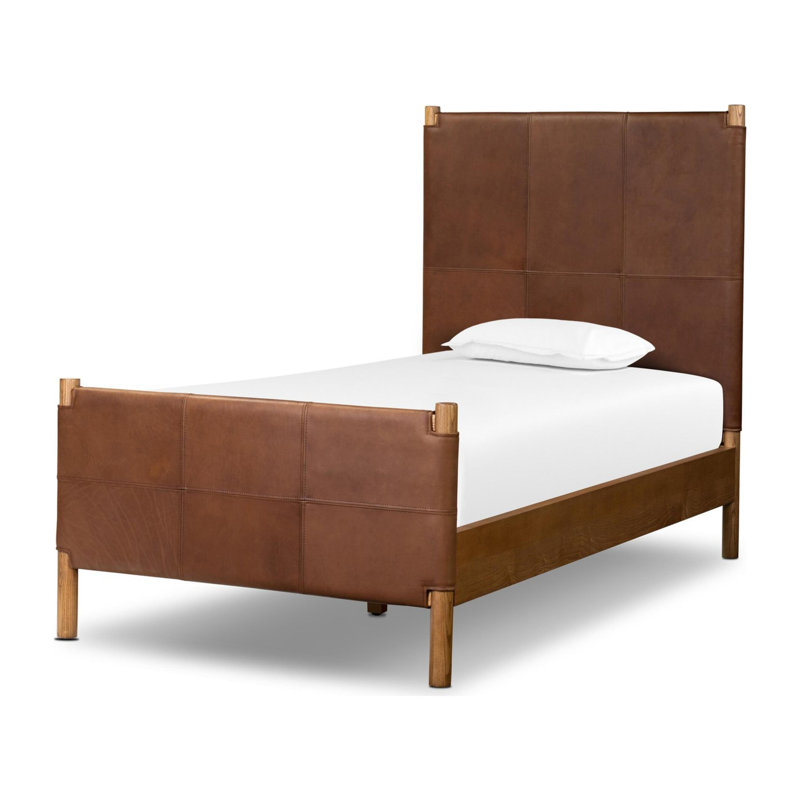 Salado Leather Solid Wood Bed, Twin, Heirloom Sienna