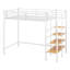Lit mezzanine simple avec escalier et rangement, structure de lit mezzanine en métal avec tablette de rangement supérieure et escalier de rangement latéral-1983871723
