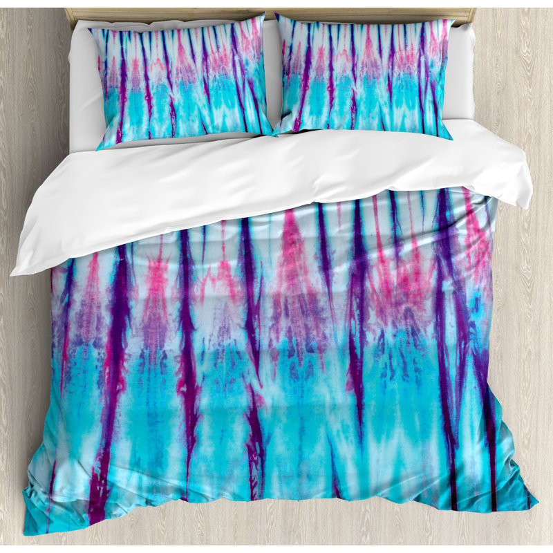 Tie Dye Modern & Contemporary Abstract Duvet Cover, Queen Duvet Cover + 2 Pillow Shams, Nautical Boat