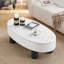 Table basse ovale avec plateau en faux marbre, table basse avec tiroir caché et espace de rangement
