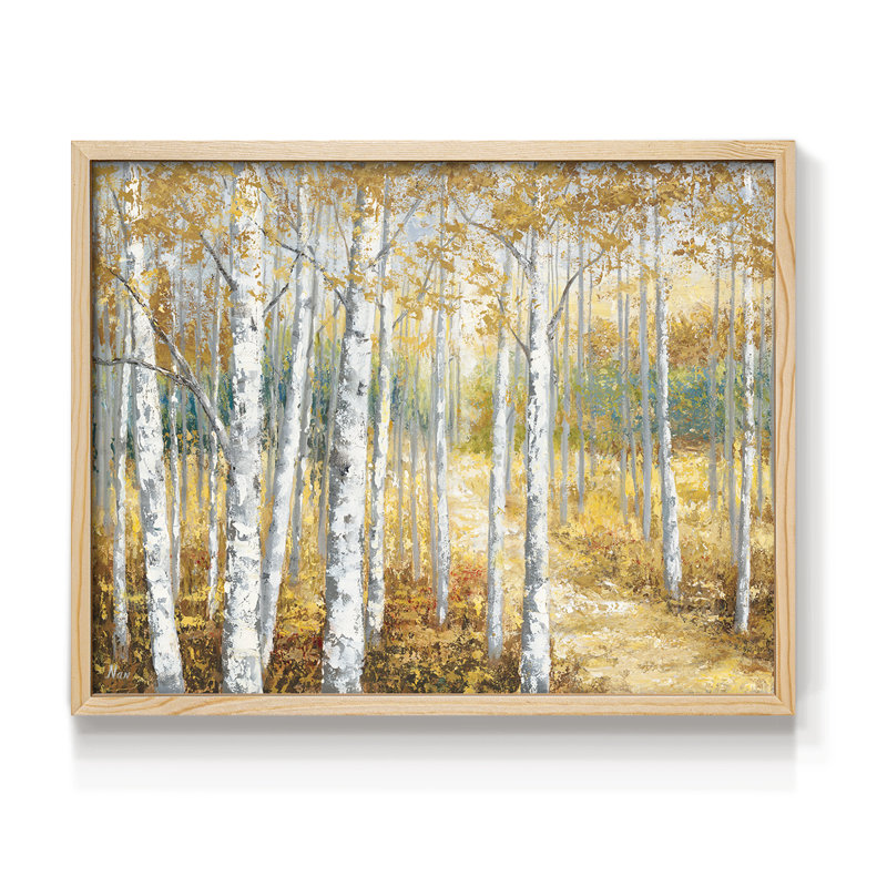 Birch Path II -Framed Print - Restickable, H 8 po x l 10 po, Naturel