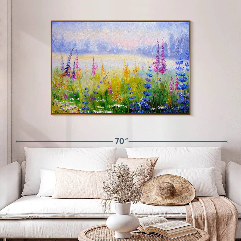 Floral, 46 po x 31 po, Cadre flottant doré