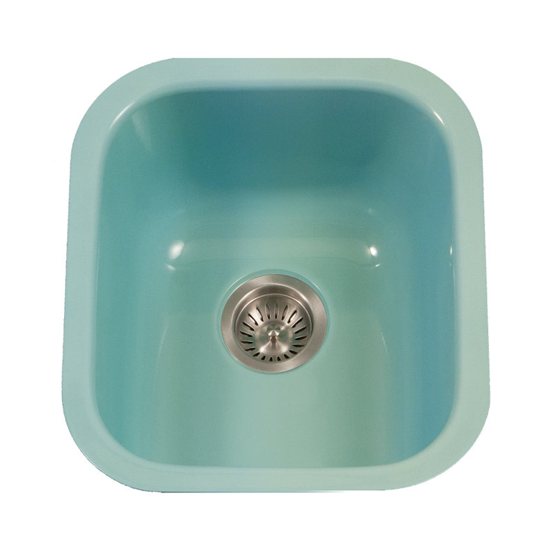 Houzer Porcela 17 inch Porcelain Enamel Steel Undermount Bar Sink - PCB-1750 WH, Mint