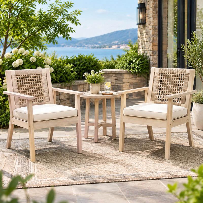 Ensemble de 2 chaises de patio en acacia avec coussins