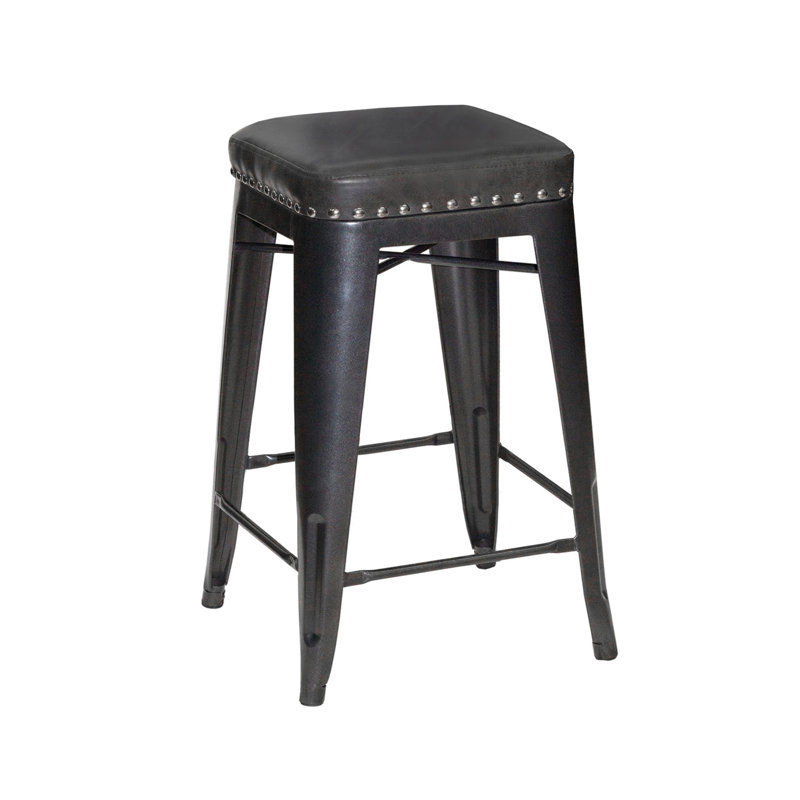 Gennara Upholstered Counter Stool with Metal Frame, Counter Stool (25" Seat Height)