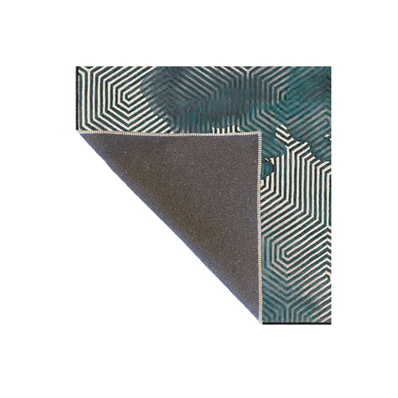 Tapis bleu tissé lavable à la machine, Rectangle 2 pi 6 po x 4 pi 11 po