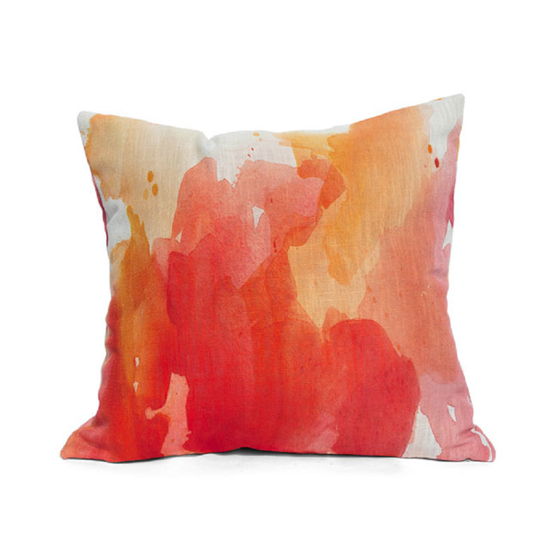 Hosley Submerge Square Orange Cushion, 22Inch Mordern Abstract Watercolor Painting Series Decorative Throw Pillow for Sofa, Couch, Bed, Home Decor