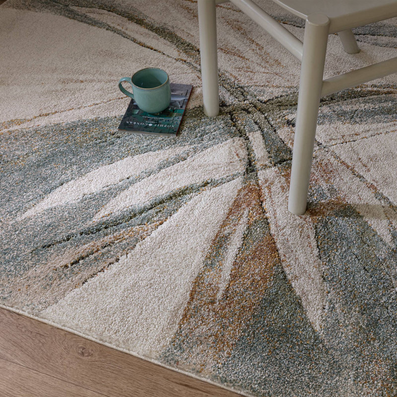 Decara Illusion Abstract High-Low Blue/Beige Area Rug, Rectangle 160 x 230 cm