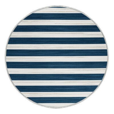 Machine Washable Horizontal Stripes White Area Rug