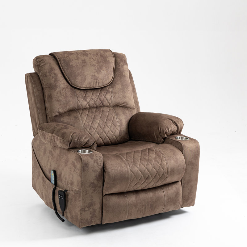 Mccartan 38'' Wide Vegan Leather Power Lift Assist Recliner, Light Brown Faux Leather