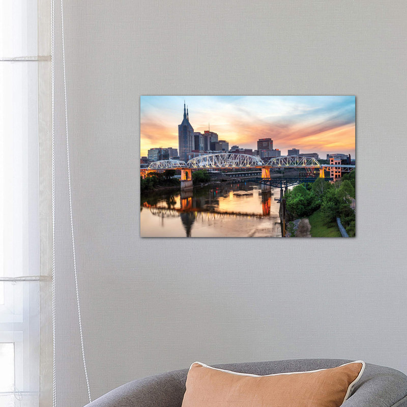Skyline Of Nashville With Shelby Bridge by Susanne Kremer - Wrapped Canvas Print, 66.04 cm H x 45.72 cm W x 1.91 cm D