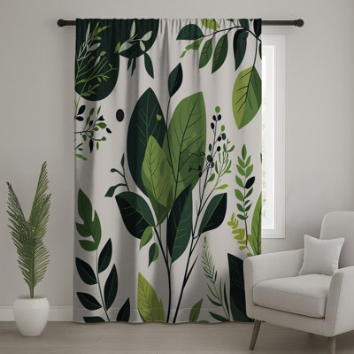 Leaves Window Curtains, Nature Sheer & Blockout Curtains - 1 Panel